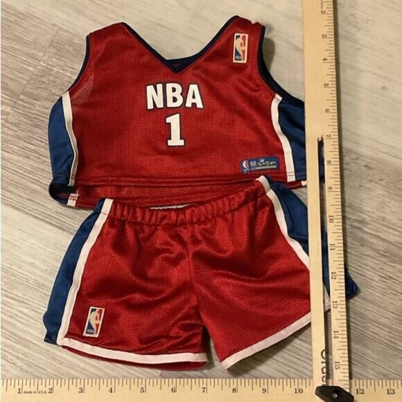 Build A Bear NBA Basketball Jersey and Shorts Outfit Set Red Blue Clothing BABW - Picture 5 of 5